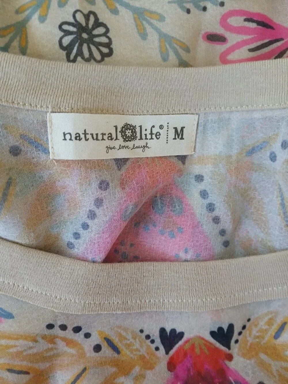 Natural Life vibrant pink floral lightweight poly dress size M - Picture 5 of 7